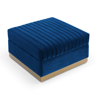 Contemporary Vertical Channel Tufted Velvet Big Size Ottoman Modern Upholstered Foot Rest For Living Room Apartment,Blue -  Everly Quinn, C307E20F9FBC45948F72EDF0E42BF0FE