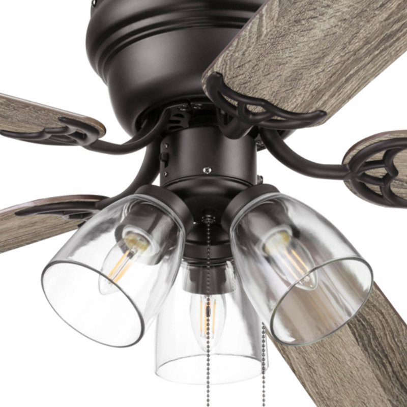 Renton 52'' Ceiling Fan with Light Kit, Espresso Bronze with Dark Chestnut/Rough Pine Blad