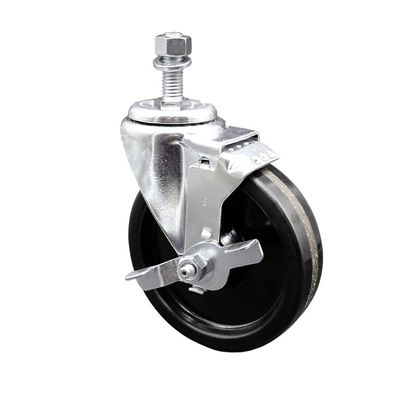 Ensemble de roulettes à tige filetée pivotante avec frein de 10 mm SCC