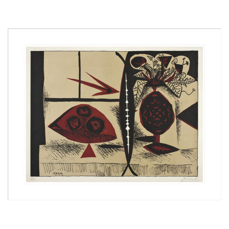 Composition au vase de fleurs par Pablo Picasso, impression giclée sur cadre, H 23,5 po x l 28,71 po