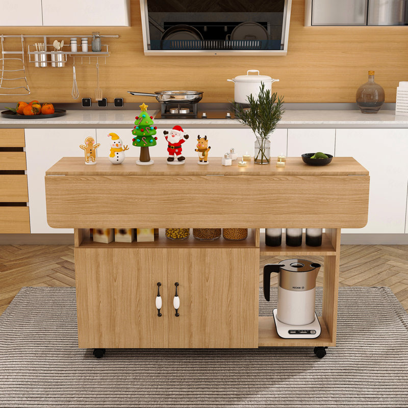 Table pliante multifonctionnelle avec tablettes et roulettes de rangement, table de salle à manger pliable de 47 po pour les petits espaces, bureau compact pour la cuisine, dortoir, bureau