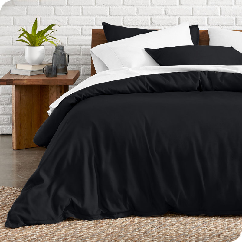 Ensemble de housse de couette et insert de qualité supérieure en microfibre moderne et contemporain Premium, Noir