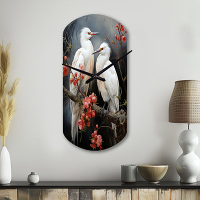 Winther Japon Art Harmony Of Crane I - horloge asymétrique en métal, horloge murale