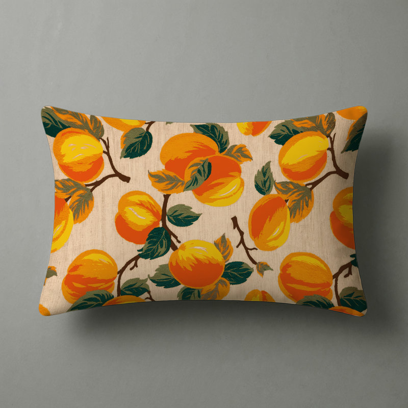 Indoor and Outdoor Throw Pillow, Apricot, Rectangle 20" H x 14" W