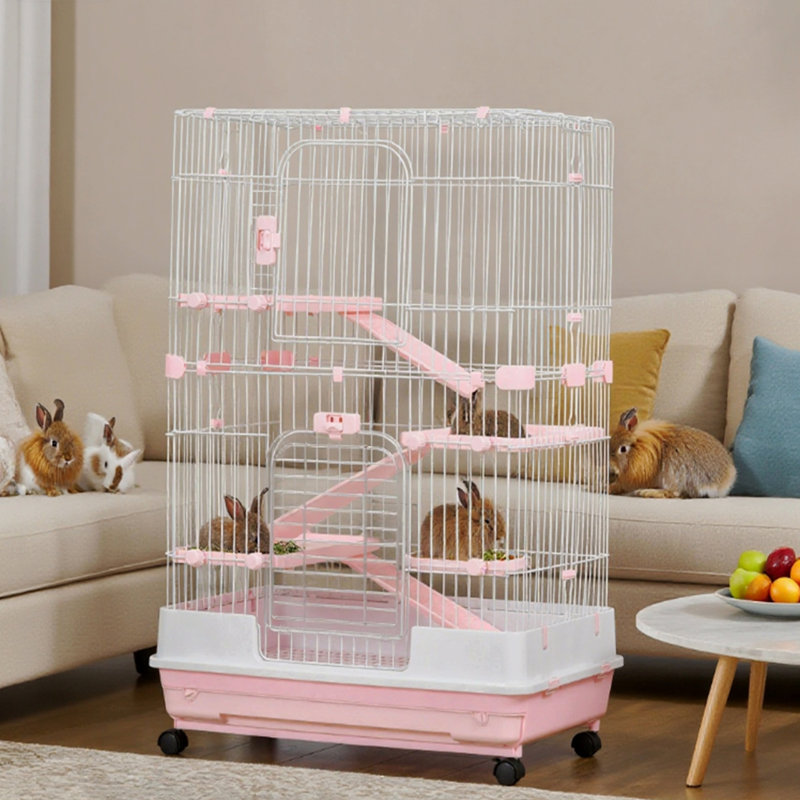 Cage à lapin avec roulettes