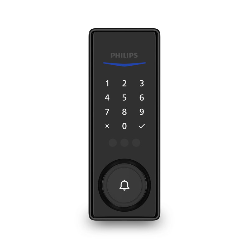Serrure à pêne dormant Philips avec fonction Wi-Fi verrouillable, Noir mat, Pêne dormant