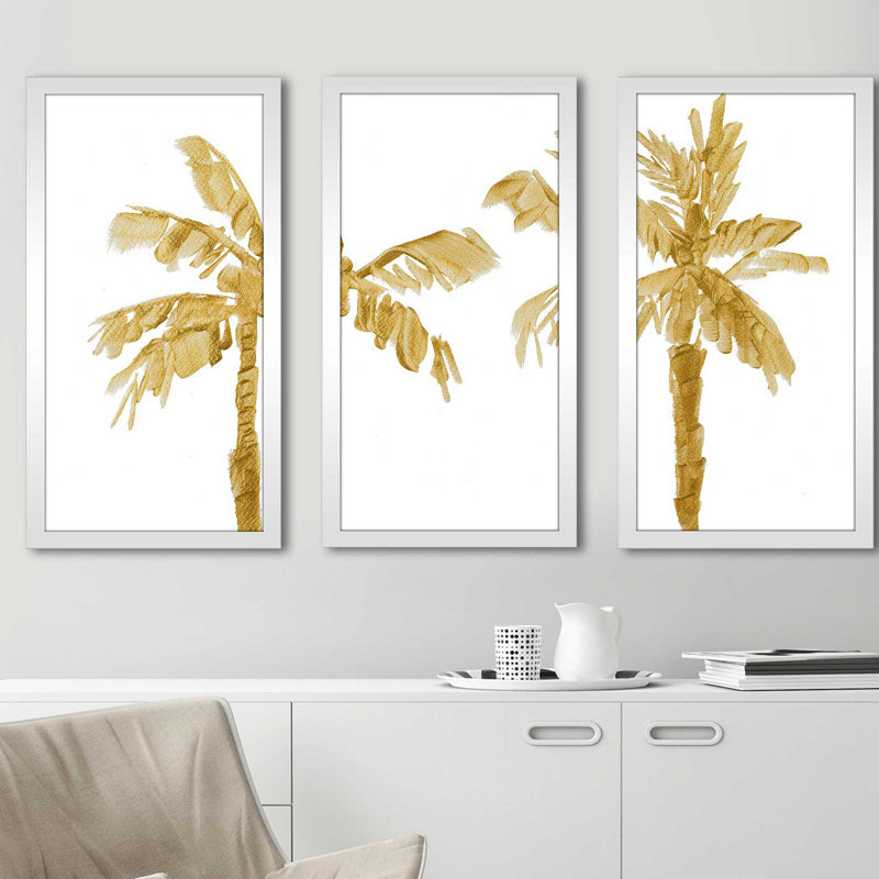 « gold palms iii », reproduction de peinture à l’acrylique à multiples images, L 52,5 po x H 33,5 po x P 1 po
