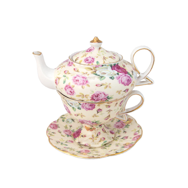 Grace's Tea Ware 12oz. Floral Teapot, Beige