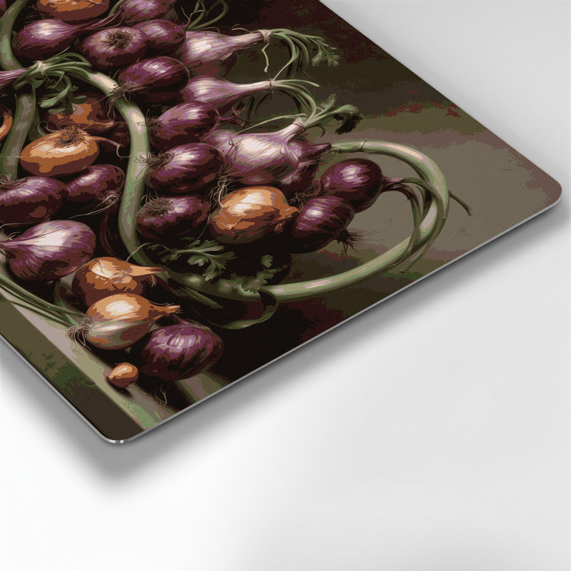 Légumes, échalote, art mural en métal noir, H 12 po x l 18 po