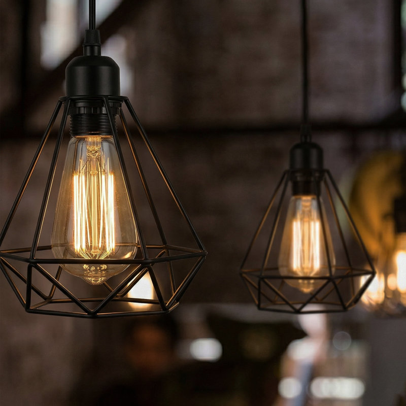 1 - Light Black Geometric Pendant, No