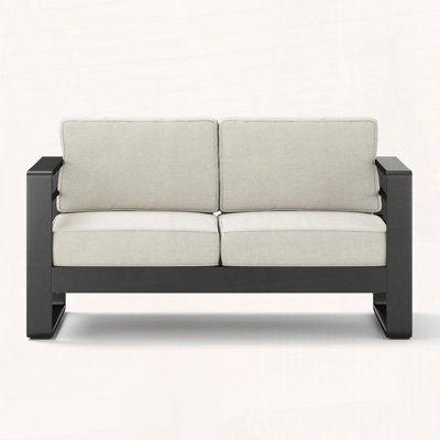 Outdoor Aluminum Loveseat with Weather-Resistant Cushion