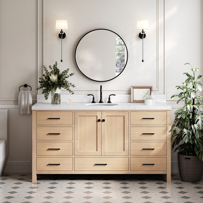 ARIEL Cambridge 66'' Single Bathroom Vanity Base Only, Brushed Nickel, White