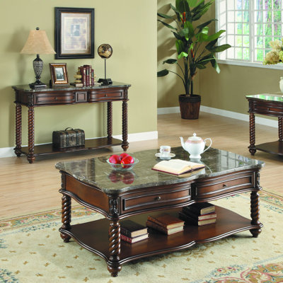 Antoine Marble Top End Table with Storage