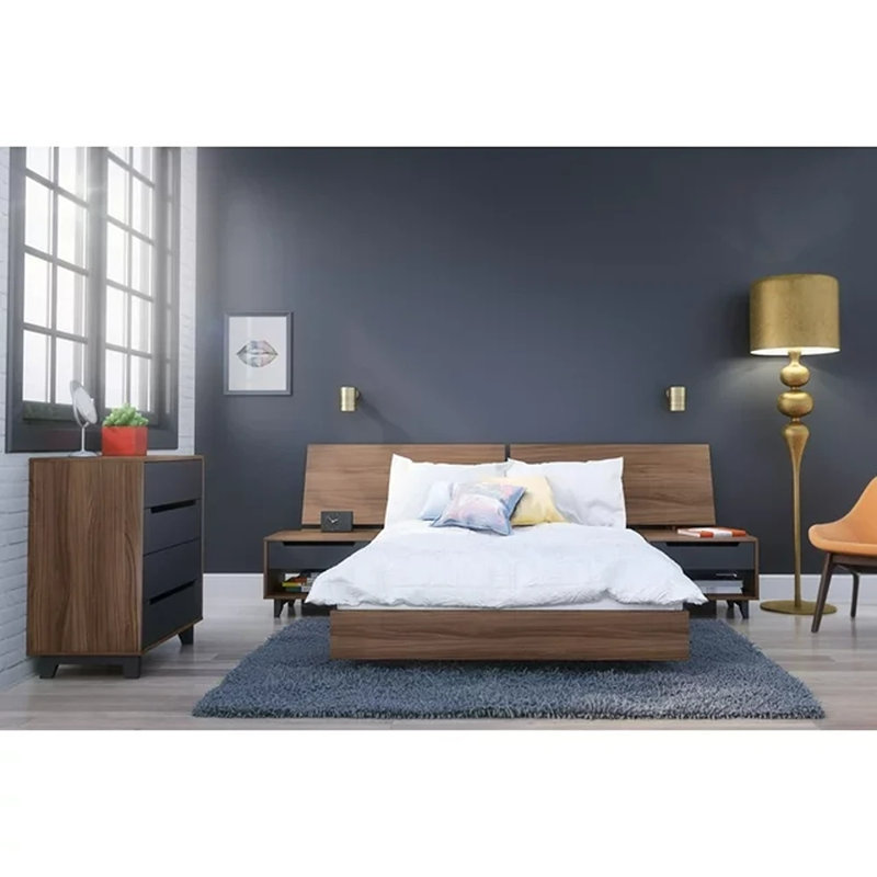 Lit plateforme à profil bas Aristocles, Double, Brun