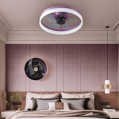 Ventilateurs de plafond avec lumières à DEL à intensité variable, installation intégrée de ventilateurs de plafond minces et modernes (mauve)