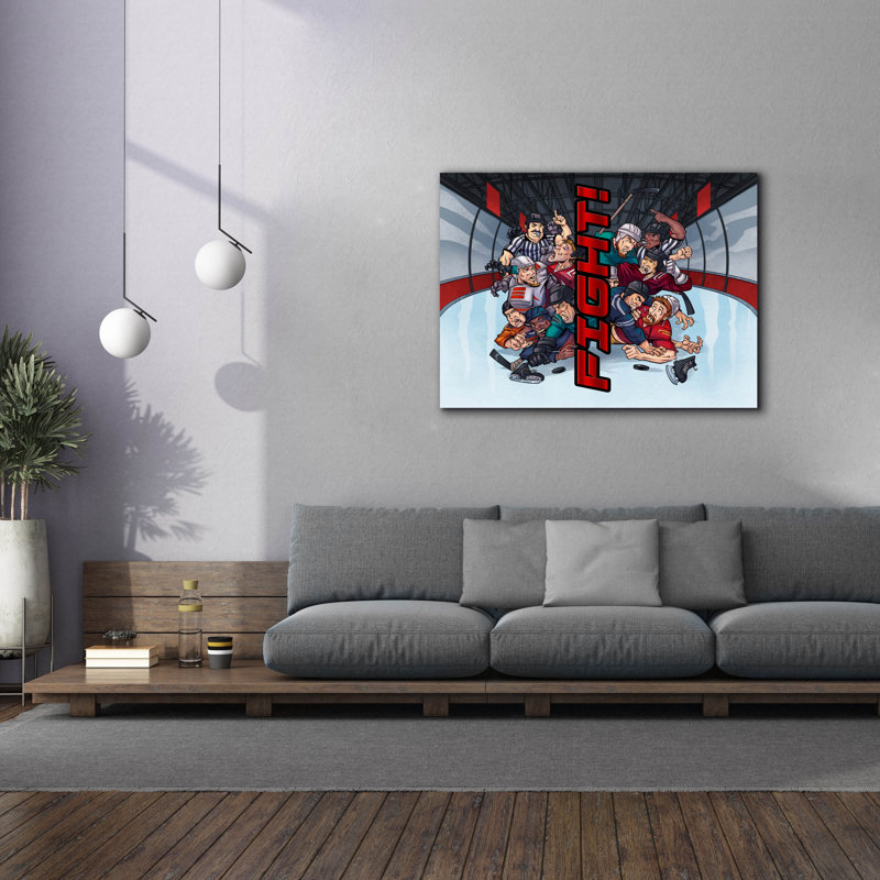 «Lurello Hockey Fight» sur toile de fond, H 40 po x l 54 po x P 1,5 po