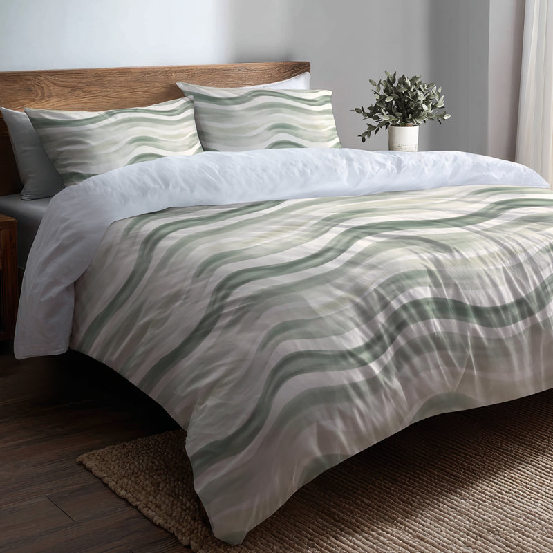 Ensemble de housse de couette et de coussins Modern Wavy Line, Housse de couette simple et deux taies décorative