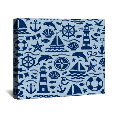Toile de galerie à motif d'éléments nautiques en plusieurs tailles