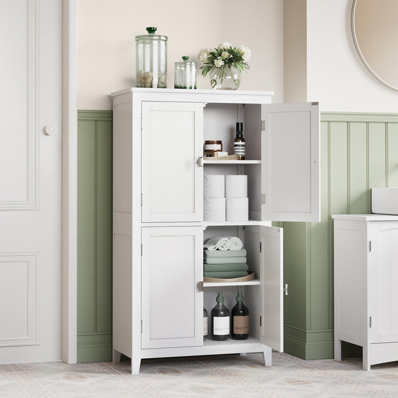 Jayapura Freestanding Linen Cabinet, White
