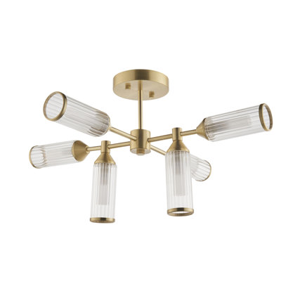 Cunningham 6-Light Satin Brass Semi Flush Mount
