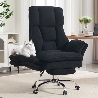High Back Sherpa Office Chair with Footrest