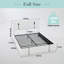 Base de lit pleine grandeur avec rangement pour lit escamotable avec tête de lit à DEL réglable, ports de charge USB-C, support hydraulique, lit plateforme tapissier en similicuir, support à lattes en métal, blanc-509523253-509523255