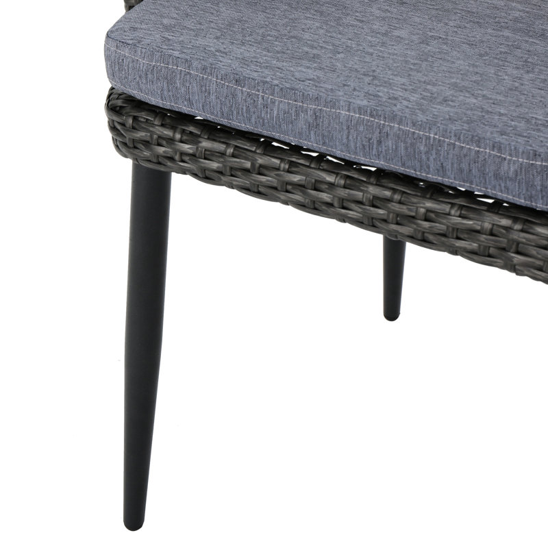 Ensemble de 2 sièges de patio - PE gris, structure en fer, chaise à eau de deux entrées et fer, avec housse de revêtement imperméable