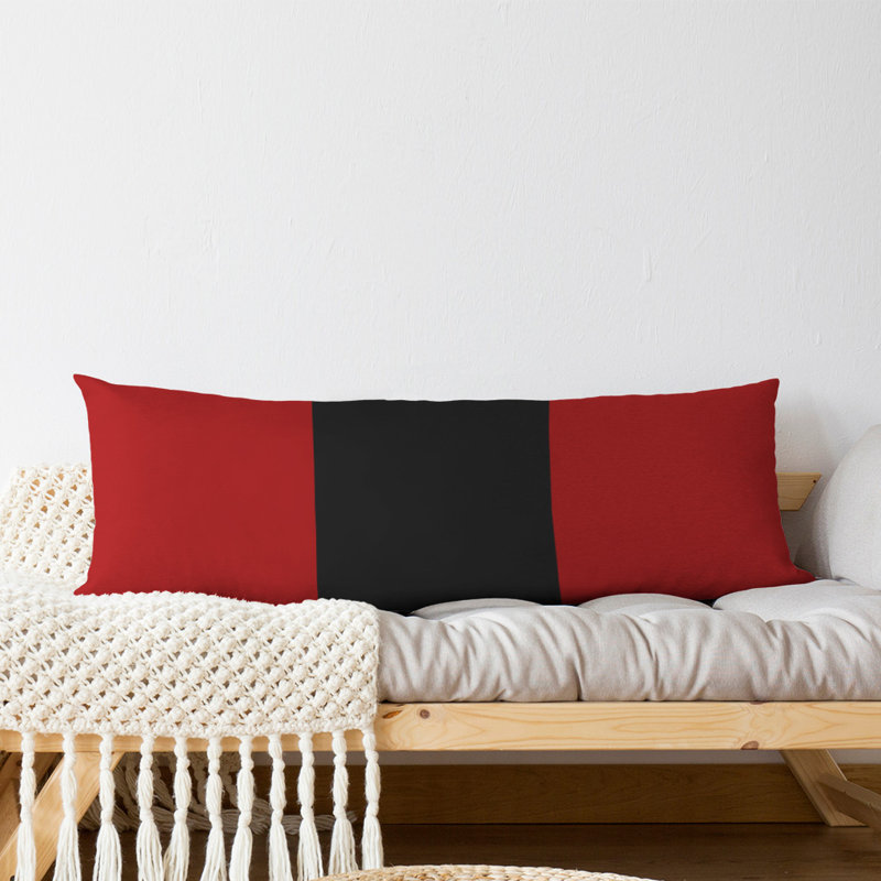 Polyester Medium Pillow, Red/Black/Red, Adel 