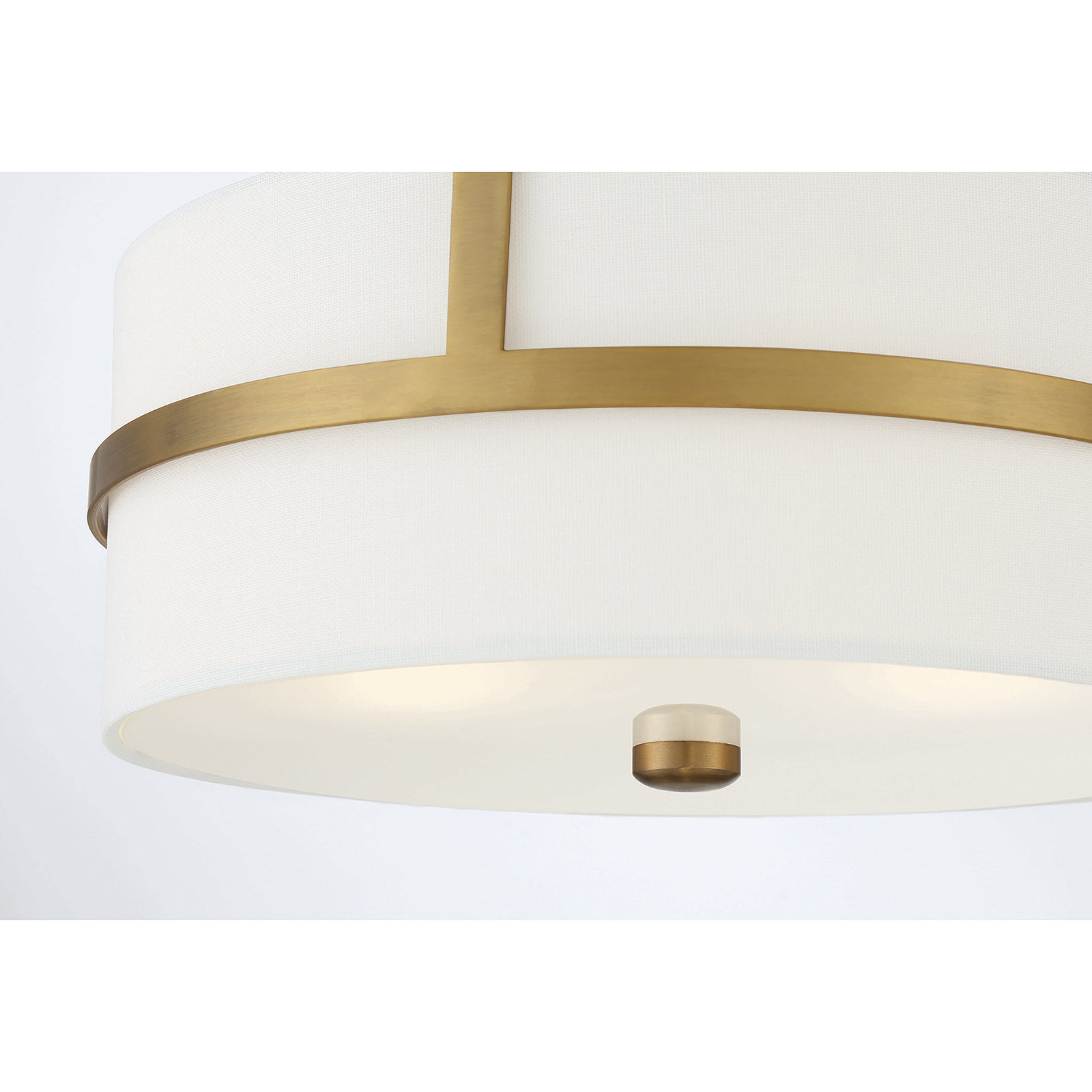 Pascaline 2 Light Fabric Flush Mount, Natural Brass