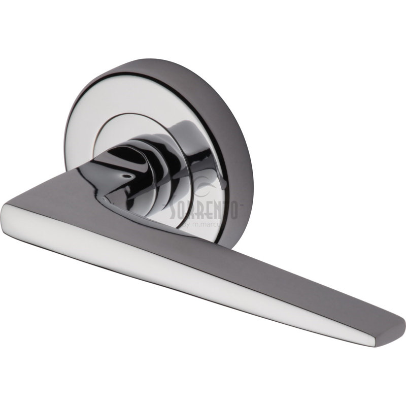 Heritage Brass Sorrento Door Handle Lever Latch on Round Rose Swift Design, Polished Chrome