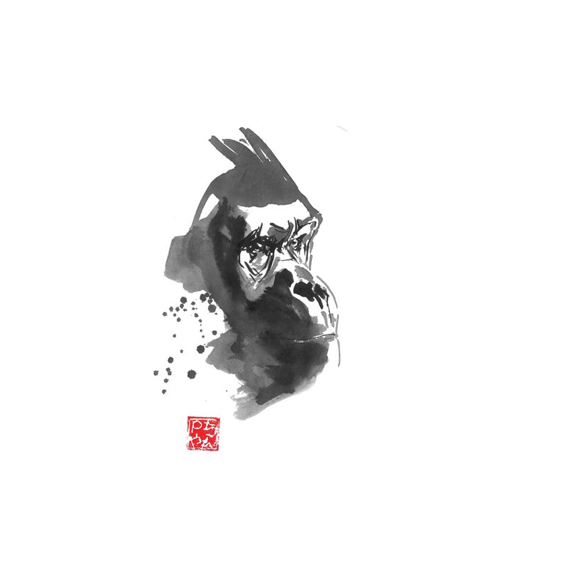 Gorilla Thoughts by Péchane - Print on Canvas, 66.04 cm H x 45.72 cm W x 1.91 cm D, Wrapped Canvas