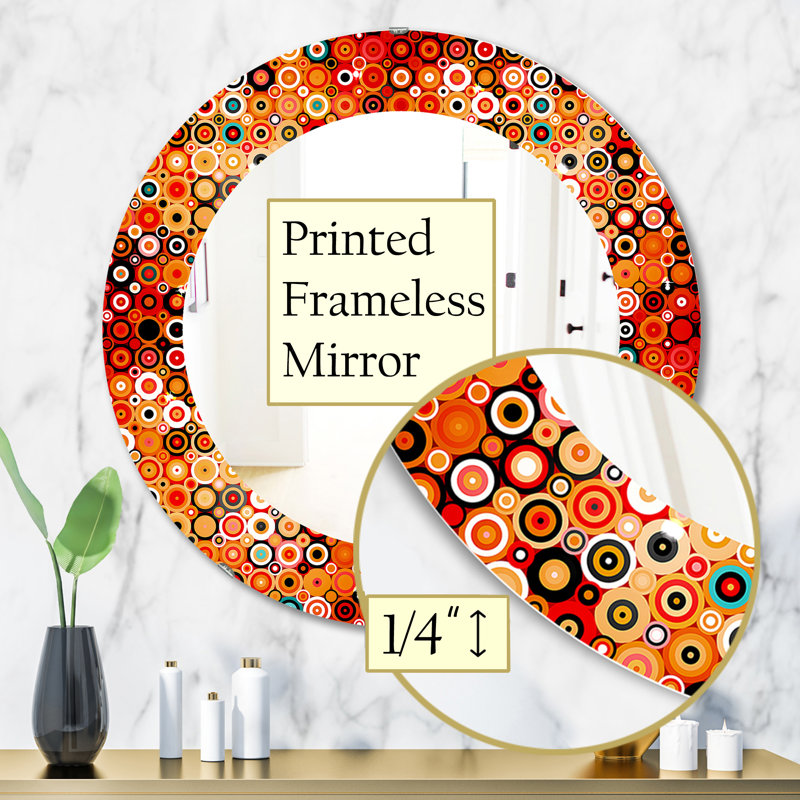Miroir d'appoint moderne style disco avec pois et cercles, H 31,5 po x l po, À pois