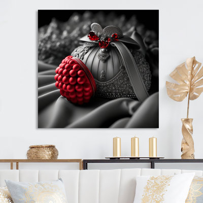 «Niasha Vintage Glam Accessoires» en rouge et noir - reproduction sur toile