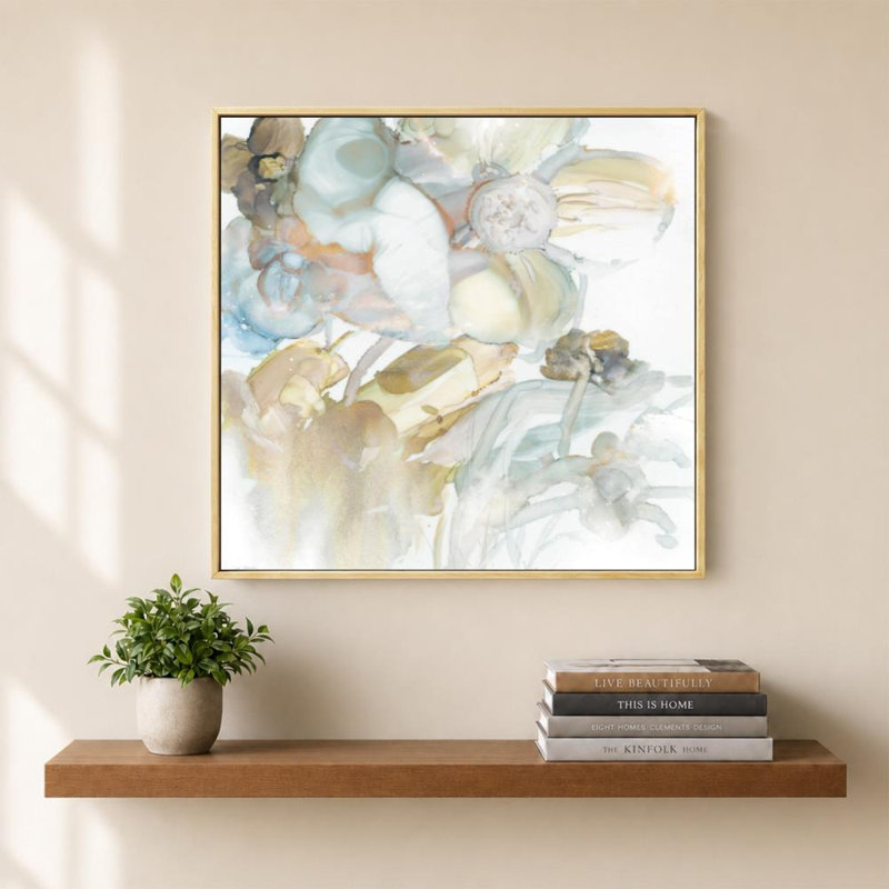 «Garden Glow I» par Carol Robinson - Impression sur toile, H 36 po x l 36 po, Cadre plat flottant, Bouleau