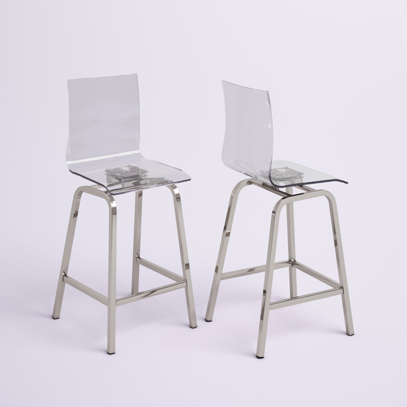 Aylisha Swivel Counter Stool, Counter Stool (24" Seat Height), Chrome