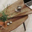 Ensemble de 2 tables basses gigognes, tables de bout avec pieds en acier, brun