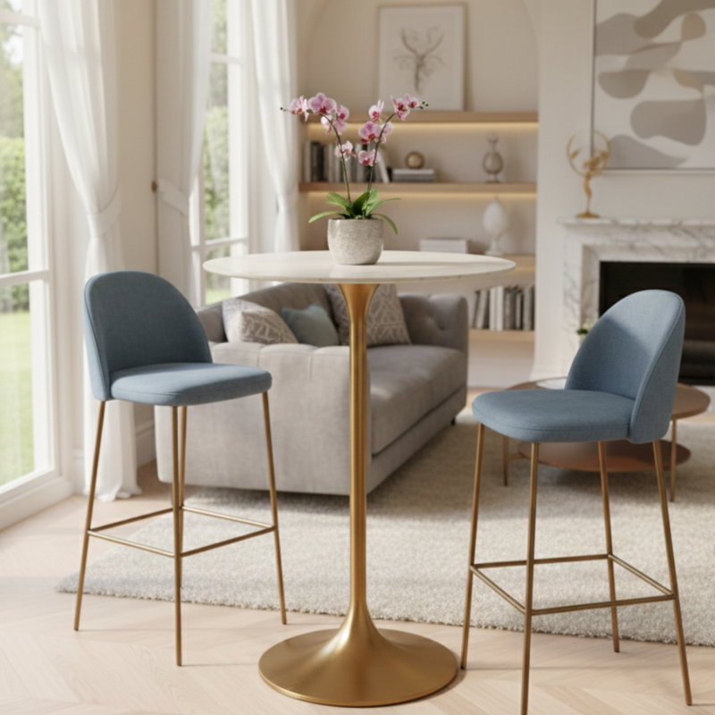 Morata Faux Marble Bar Table