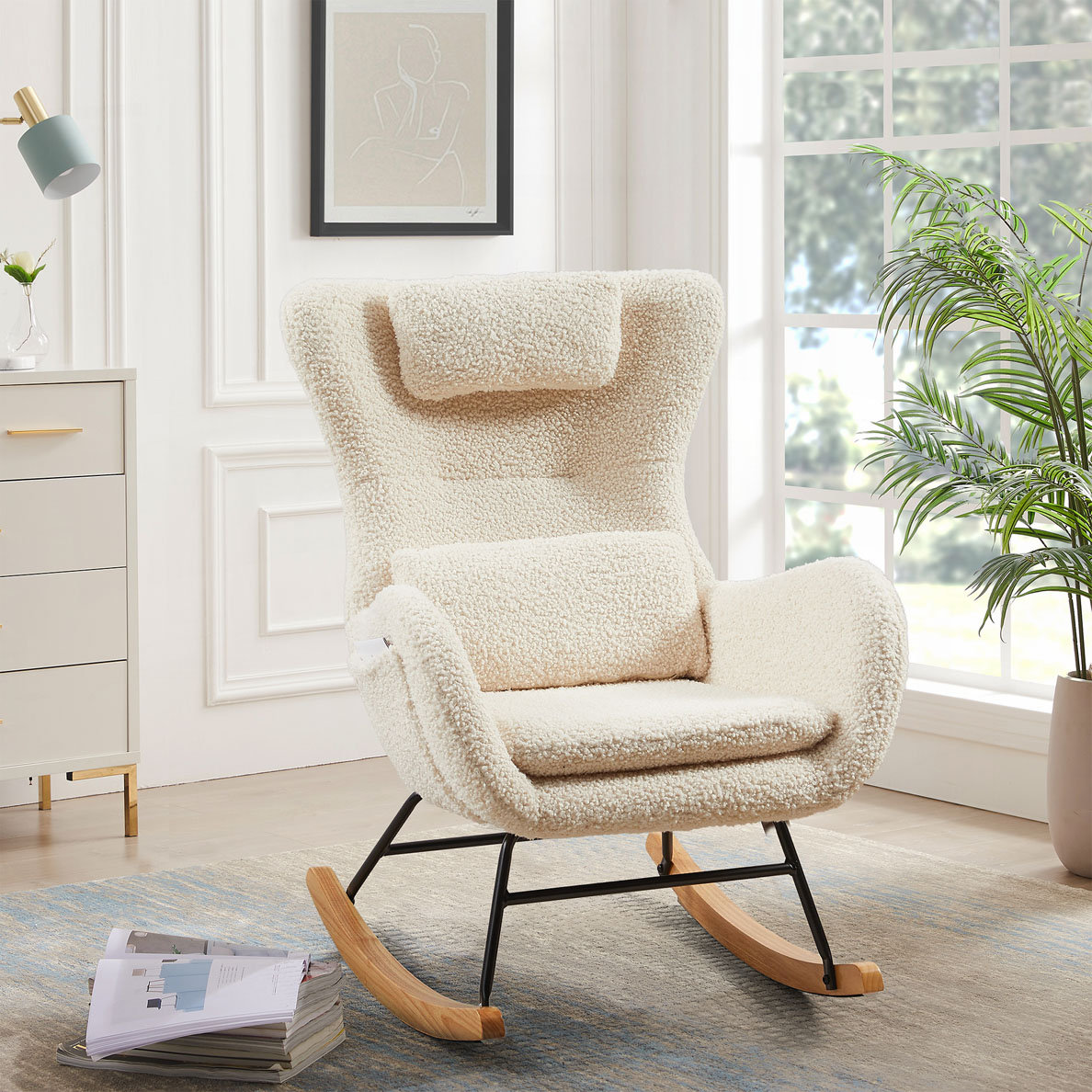 George Oliver Modern Nursery Rocking Chair | High Backrest with ...