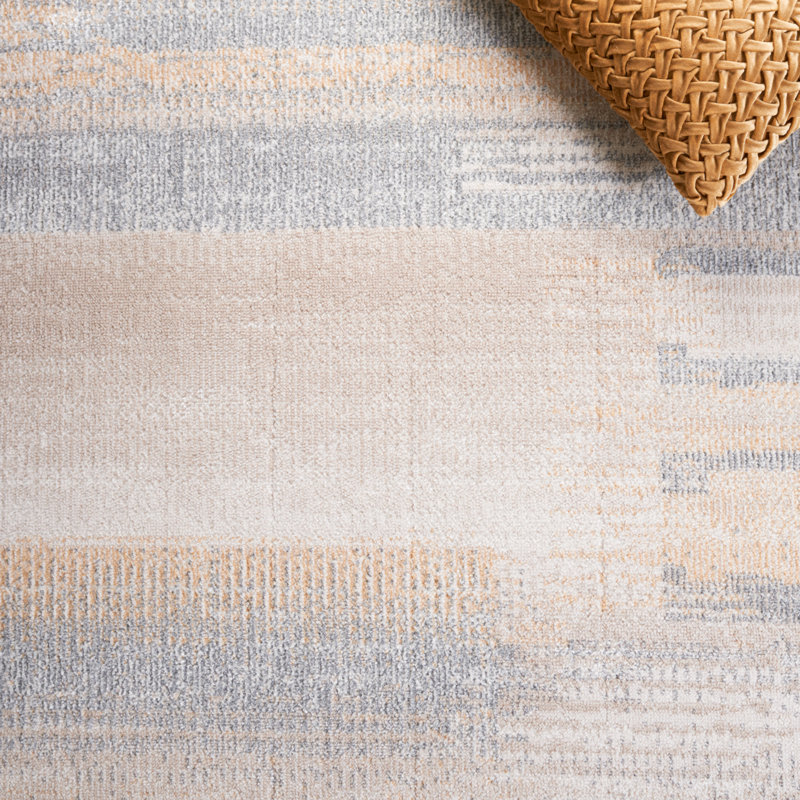 Isebelle Washable Performance Machine Washable Abstract Rug, Round 6'7"