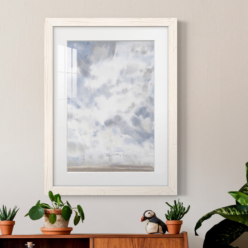 Ciel bleu IV - peinture encadrée, H 43,5 po x l 31,5 po x P 1 po, Cadre blanc