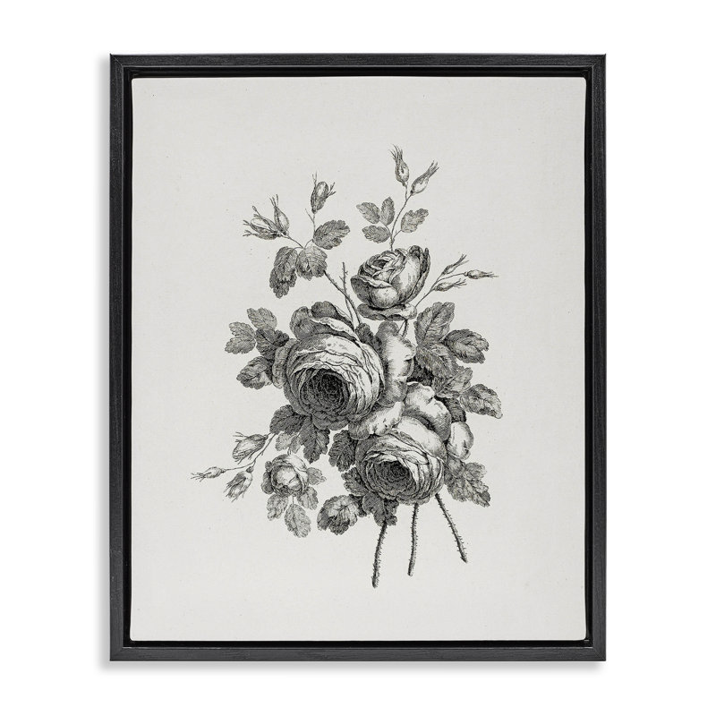 Art mural rétro sur toile flottante encadrée de roses rétro, design par lettré et doublé, 21" H x 17" W