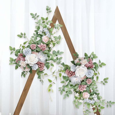 2Pcs Artificial Flower Garland Floral Swags Centerpieces Wedding Arch Flower Greenery Arrangements For Sweetheart Table Wall Window Home Garden Outdoor Decor