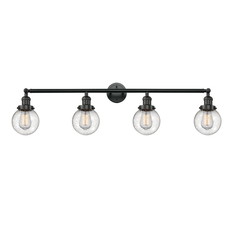 Éclairage pour meuble-lavabo en laiton antique à 4 lumières Lorri, Noir mat, Ampoule non incluse