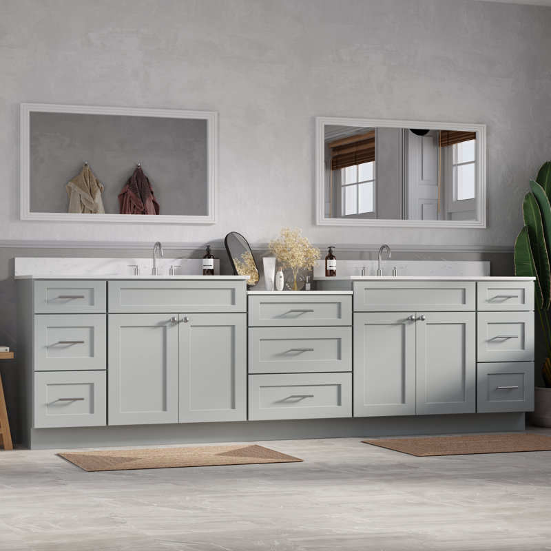 Dessus de meuble-lavabo double 114 po Shaker, 115", Gris