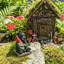 Décoration de jardin en résine rustique ours et gnome