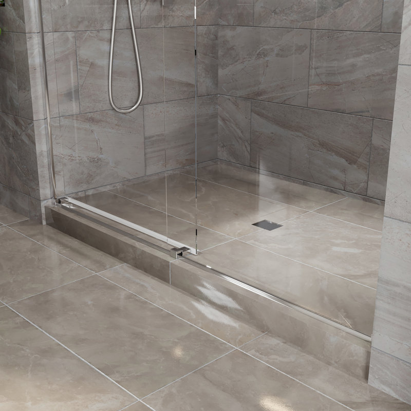 Glissoire Eviva X P 78 po H Porte de douche coulissante sans cadre en chrome avec verre trempé, Chrome
