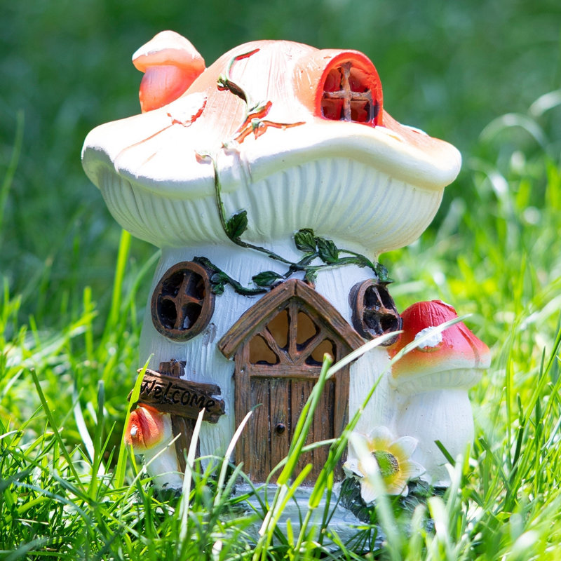 Enchanted Red & White Polyresin Mushroom Solar Light