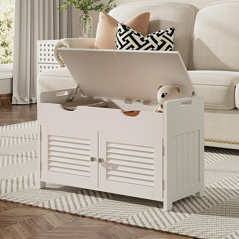 Shoe Storage Bench with Lift Top Storage, White