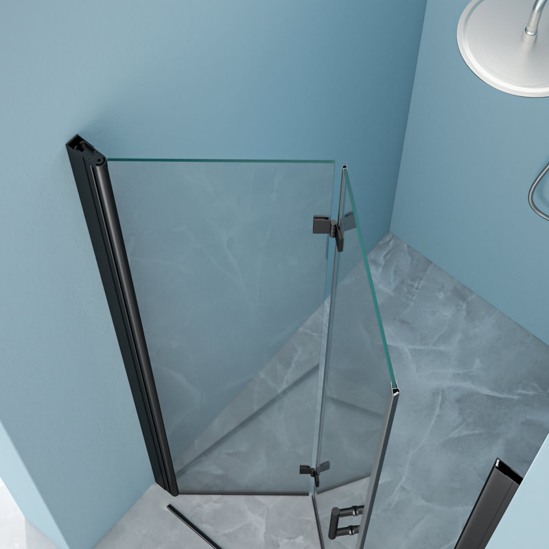 Matte Black Fold Shower Door, 36W X 72H, Featuring 1/4 Inch Tempered Glass, Bi - Structure, Water Screen To , Stainless Steel Hinges, Reversible Installation, 180 Hinge Rotation, Adjustable For