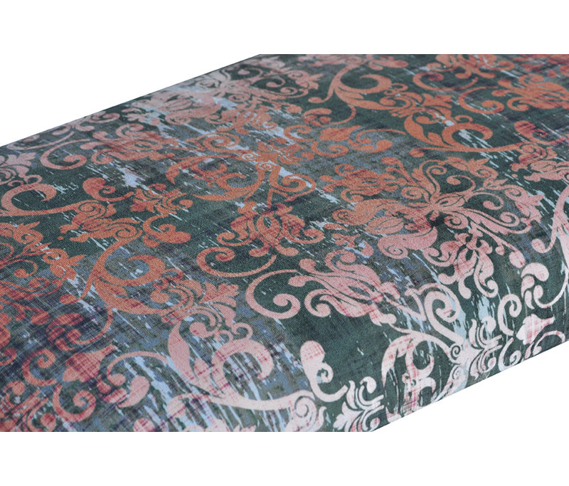 Patchwork Polyester Blend Upholstered Bench, Orange